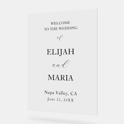 Eenvoudige minimalistische transparante bruiloft w acryl bord (Hoek)