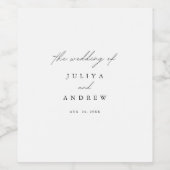 Eenvoudige minimalistische trendy script bruiloft wijn etiket (Enkel label)