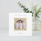 Eenvoudige minimalistische triplets Fotogeboorte Aankondiging (Staand voorkant)
