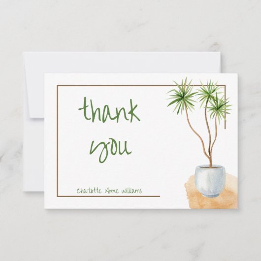 Eenvoudige Minimalistische Tropische Plant Bedankk Bedankkaart (Voorkant)