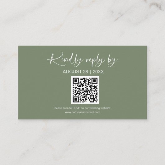 Eenvoudige Minimalistische Trouw QR Online RSVP Ka Informatiekaartje (Voorkant)