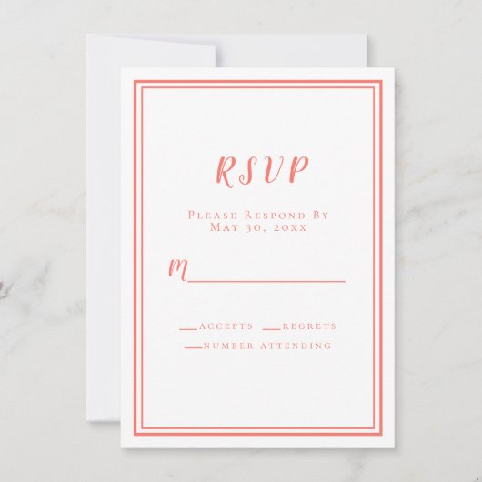Eenvoudige Minimalistische Trouw-RSvp Koraal Wit M (Voorkant)