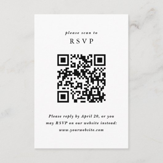 Eenvoudige Minimalistische Trouw-RSvp met QR-code Informatiekaartje (Voorkant)