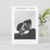 Eenvoudige minimalistische trouwfoto bedankkaart (Staand voorkant)