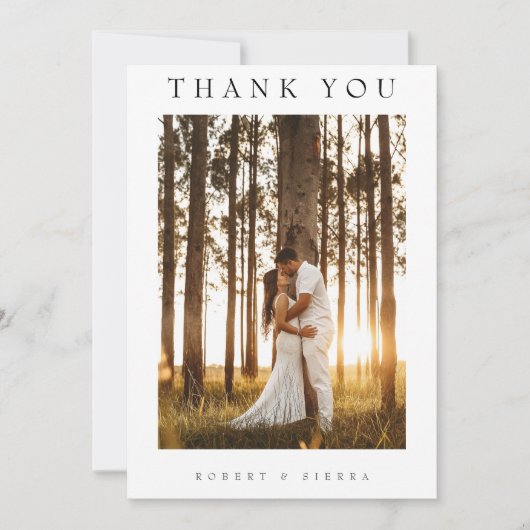 Eenvoudige Minimalistische Trouwfoto Bedankkaart (Voorkant)