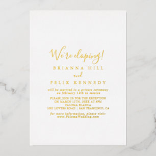 Eenvoudige Minimalistische Trouwreceptie Goud Folie Uitnodiging
