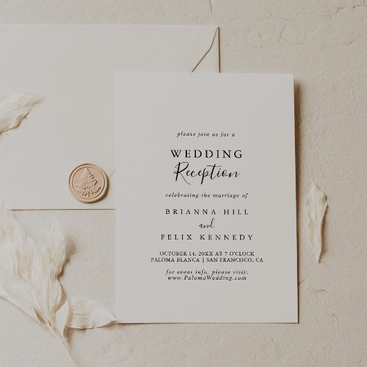 Eenvoudige Minimalistische Trouwreceptie Kaart