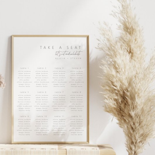 Eenvoudige Minimalistische Trouwstoelindeling Poster