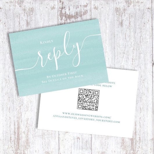 Eenvoudige minimalistische Turquoise RSVP Reactie