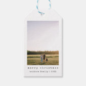 Eenvoudige minimalistische typemachine familie fot cadeaulabel (Voorkant)