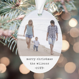 Eenvoudige minimalistische typemachine kerst 2 fot ornament