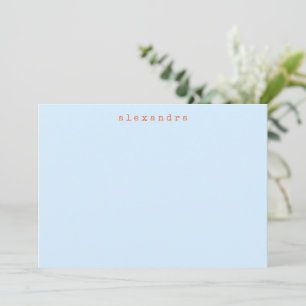 Eenvoudige Minimalistische Typemachine Naam Blauw Notitiekaartje