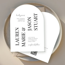 Eenvoudige minimalistische typografie Black QR Cod Kaart