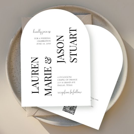 Eenvoudige minimalistische typografie Black QR Cod Kaart