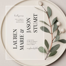 Eenvoudige minimalistische typografie Black Weddin Acryl Uitnodigingen