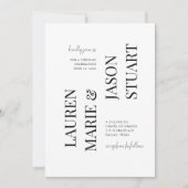 Eenvoudige minimalistische typografie Black Weddin Kaart (Voorkant)