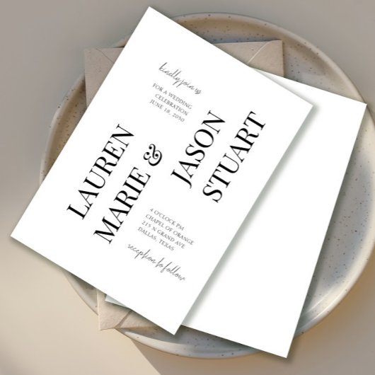 Eenvoudige minimalistische typografie Black Weddin Kaart