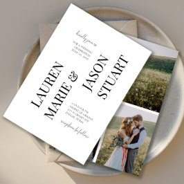 Eenvoudige minimalistische typografie Black Weddin Kaart