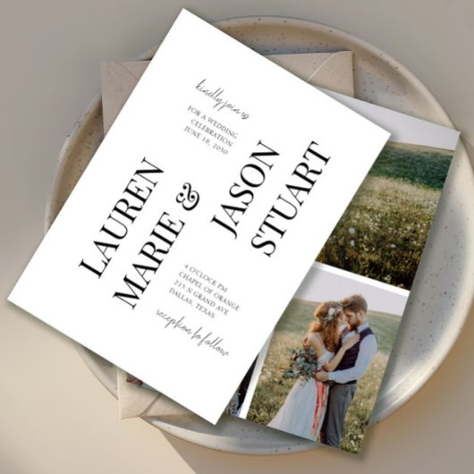 Eenvoudige minimalistische typografie Black Weddin Kaart