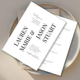 Eenvoudige minimalistische typografie Black Weddin Kaart