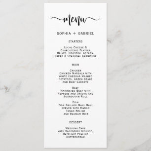 Eenvoudige minimalistische typografie Bruiloft Men Menu