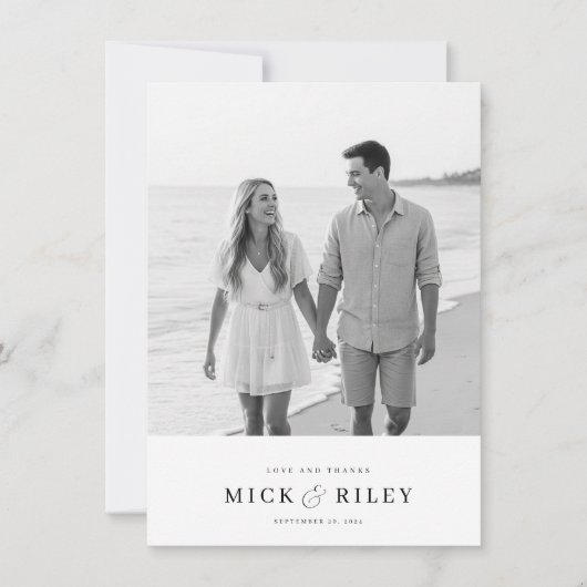 Eenvoudige minimalistische typografie Fotobruiloft Bedankkaart (Voorkant)