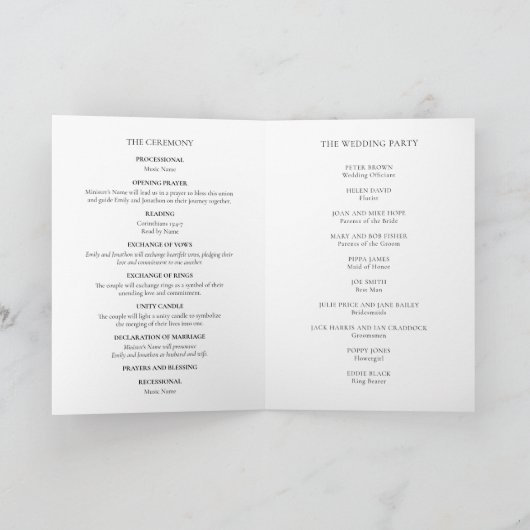 Eenvoudige minimalistische typografie kerk gevouwe programma (Binnen)