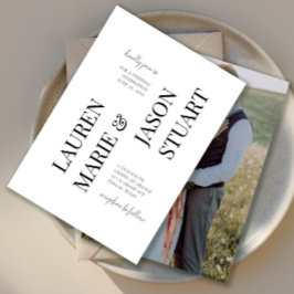 Eenvoudige minimalistische typografie zwarte trouw kaart