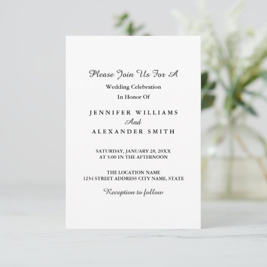 Eenvoudige minimalistische uitnodiging tot het uit (Staand voorkant)