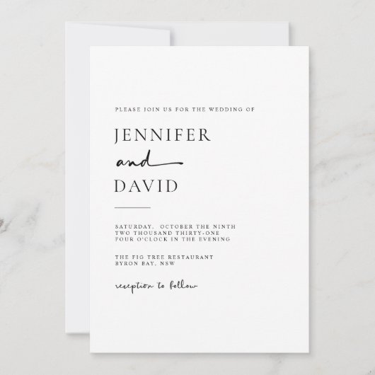 Eenvoudige minimalistische uitnodiging voor modern (Voorkant)