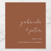 Eenvoudige minimalistische verbrande Sinaasappel m Wijn Etiket (Enkel label)