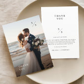 Eenvoudige minimalistische verticale trouwfoto bedankkaart