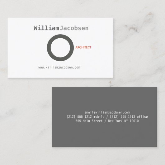 Eenvoudige minimalistische vetgedrukte grijze cirk visitekaartje (Voorkant / Achterkant)