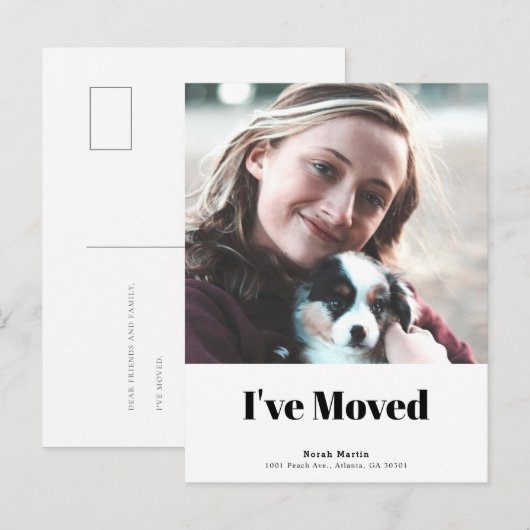 Eenvoudige Minimalistische Vierkante Foto Witte Ve Aankondigingskaart (Voorkant / Achterkant)