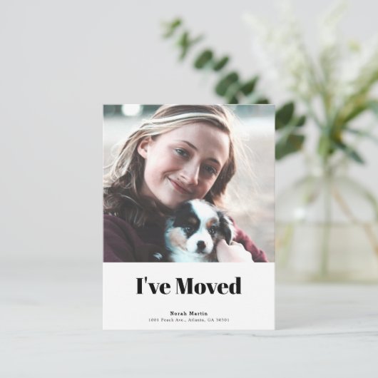 Eenvoudige Minimalistische Vierkante Foto Witte Ve Aankondigingskaart (Staand voorkant)