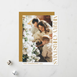 Eenvoudige minimalistische vrolijke kerst mosterd feestdagenkaart