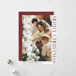 Eenvoudige minimalistische vrolijke kerst rode vak feestdagenkaart