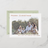 Eenvoudige minimalistische vrolijke kerstfoto folie feestdagen briefkaart (Voorkant / Achterkant)