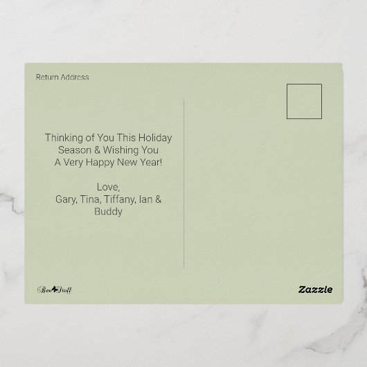 Eenvoudige minimalistische vrolijke kerstfoto folie feestdagen briefkaart (Achterkant)