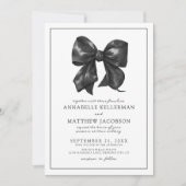 Eenvoudige minimalistische Waterverf Black Bow Wed Kaart (Voorkant)