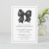 Eenvoudige minimalistische Waterverf Black Bow Wed Kaart (Staand voorkant)