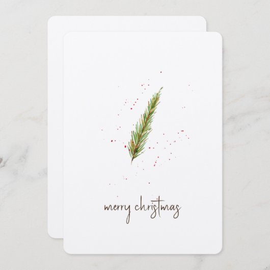 Eenvoudige minimalistische Waterverf Greenery Cust Feestdagenkaart (Voorkant / Achterkant)