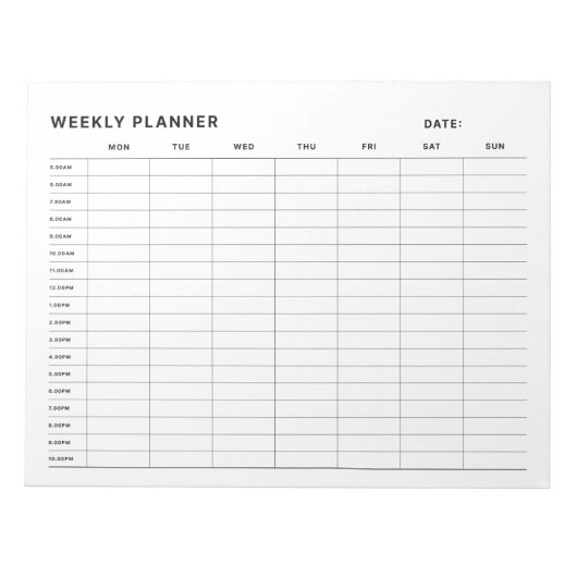Eenvoudige minimalistische weekplanner notitieblok (Voorkant)