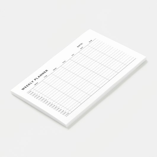 Eenvoudige minimalistische weekplanner post-it® notes (Schuin)