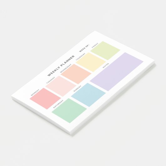 Eenvoudige minimalistische weekplanner post-it® notes (Schuin)