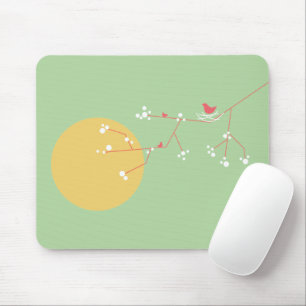 Eenvoudige Minimalistische Whimsical Vogels in Nes Muismat