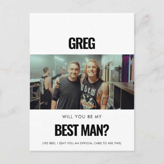 Eenvoudige minimalistische Will you be my best man Briefkaart (Voorkant)
