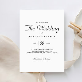 Eenvoudige minimalistische witte bruiloft kaart