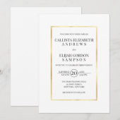 Eenvoudige minimalistische witte gouden rand bruil kaart (Voorkant / Achterkant)