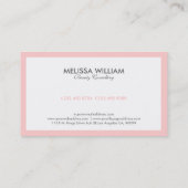 Eenvoudige minimalistische witte & lichtroze rand visitekaartje (Achterkant)
